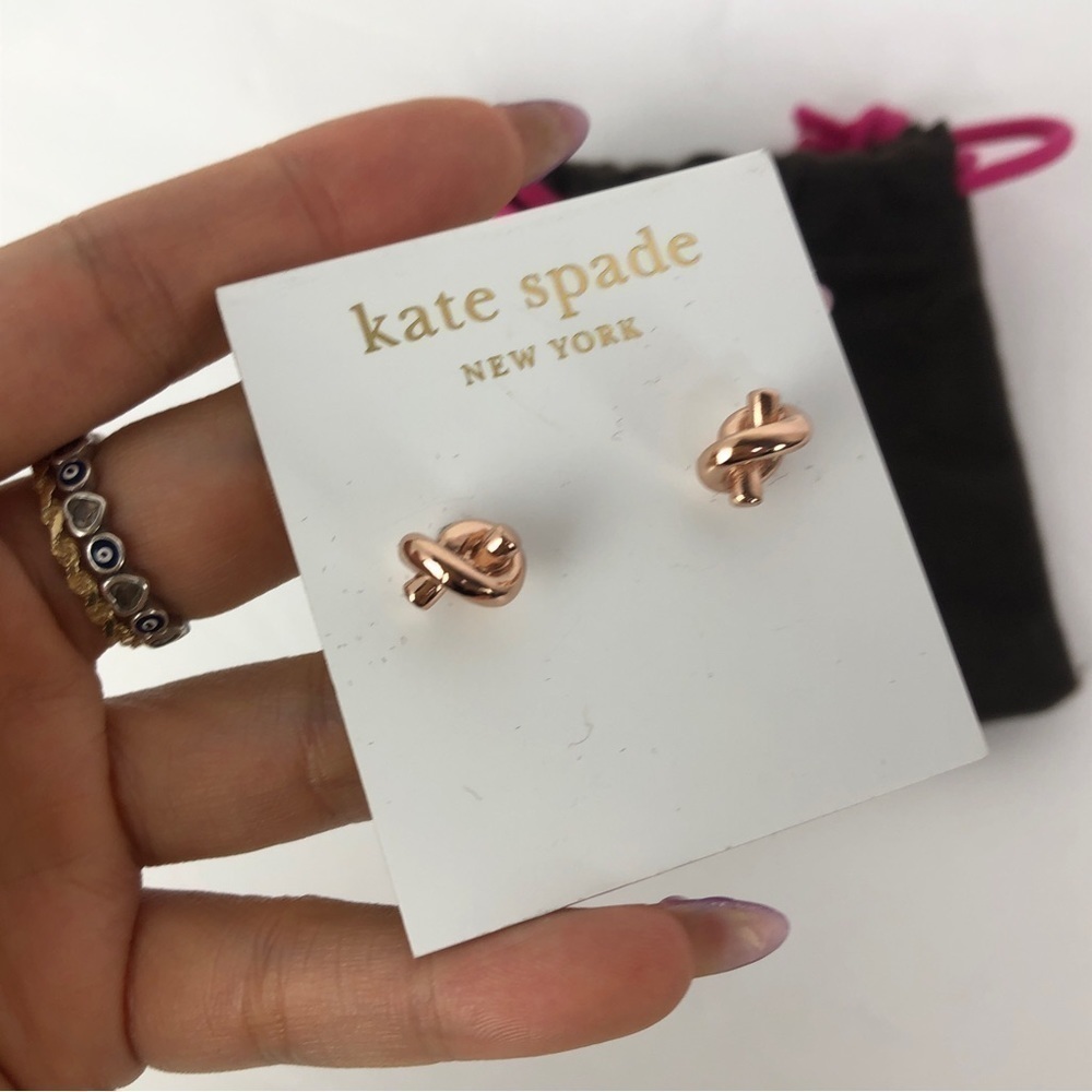 NWT Kate spade rose gold knot earrings - Picture 3 of 3